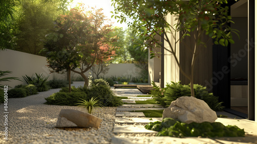 Jardin épuré: design minimaliste américain moderne