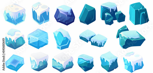 Blocs de glace pour jeux: style cartoon et formes simples