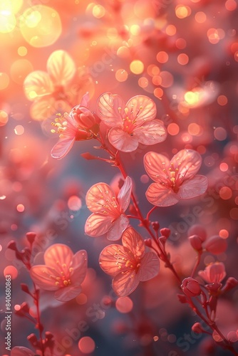 Delicate Pink Flowers In A Soft Ethereal Glow