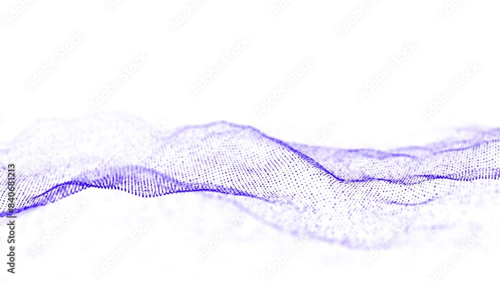 Technology blue wave of particles. Big data visualization. Analytics representation. Digital background. 3d rendering.