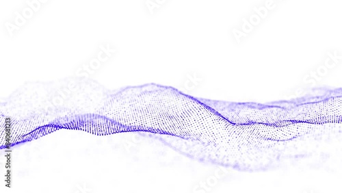 Technology blue wave of particles. Big data visualization. Analytics representation. Digital background. 3d rendering.