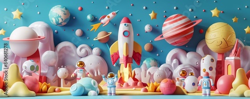 Clay Space Exploration Set, Clay models of rockets, planets, astronauts, and alien creatures for learning about space