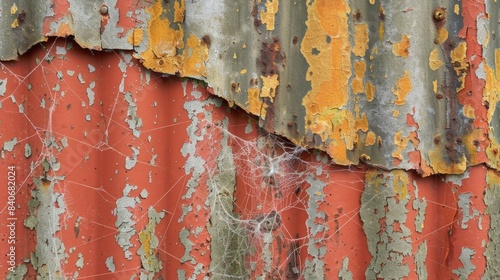 Cobwebbed and Chipping The various layers of this corrugated iron create an interesting texture with layers peeling back to reveal cobwebs in the corners and chipping paint severel