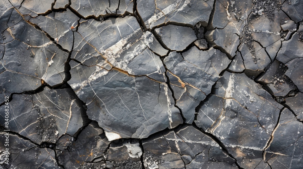 Fototapeta premium A chaotic pattern of intersecting cracks resembling an abstract piece of art