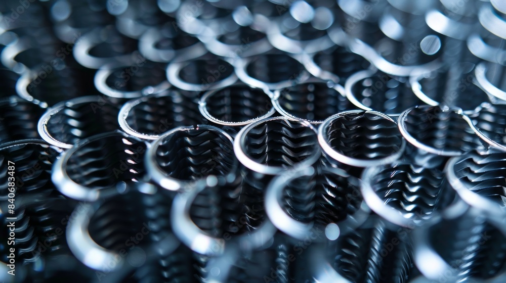 Fin Locking Design Interlocking fin design The fins on this heat exchanger intricately ...