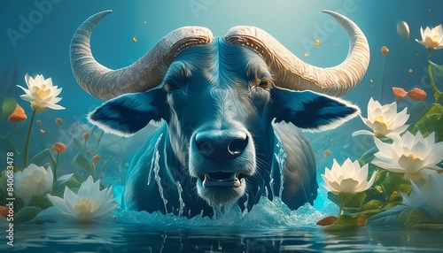 A waterbuffalo underwater 