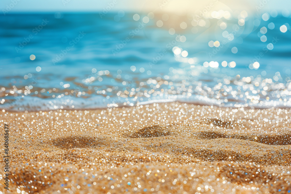 Sunny summer beach with sparkling golden sand. Sunny summer beach with sparkling golden sand.