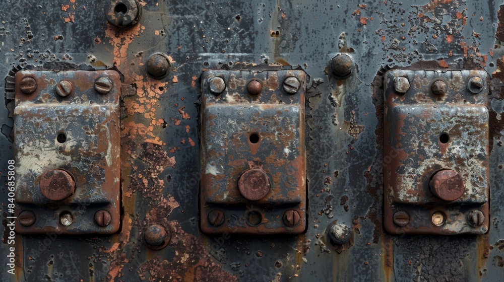 The once shiny and smooth surface of the switches now appears dull and rough with spots of rust and dirt marring its appearance The once shiny and smooth surface of the switches now appears dull and rough with spots of rust and dirt marring its appearance