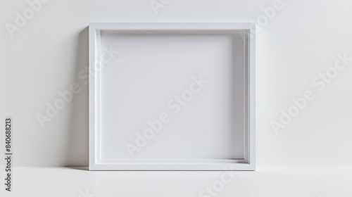 White painting frame isolated on white background, minimalist style, great for art display mock-ups and contemporary design