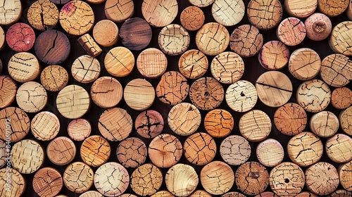 Use wine corks as a backdrop for your photo. Take a picture in high quality.