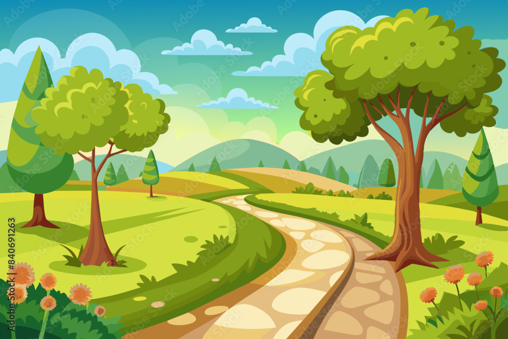 Fototapeta premium crooked path summer vibe vector background illustration 