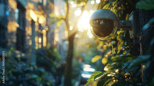 Surveillance camera in quiet neighborhood, high detail, natural lighting, realistic, clear foreground 8K , high-resolution, ultra HD,up32K HD photo