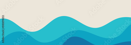 Vector layered blue water wave banner template  © VectorStockStuff