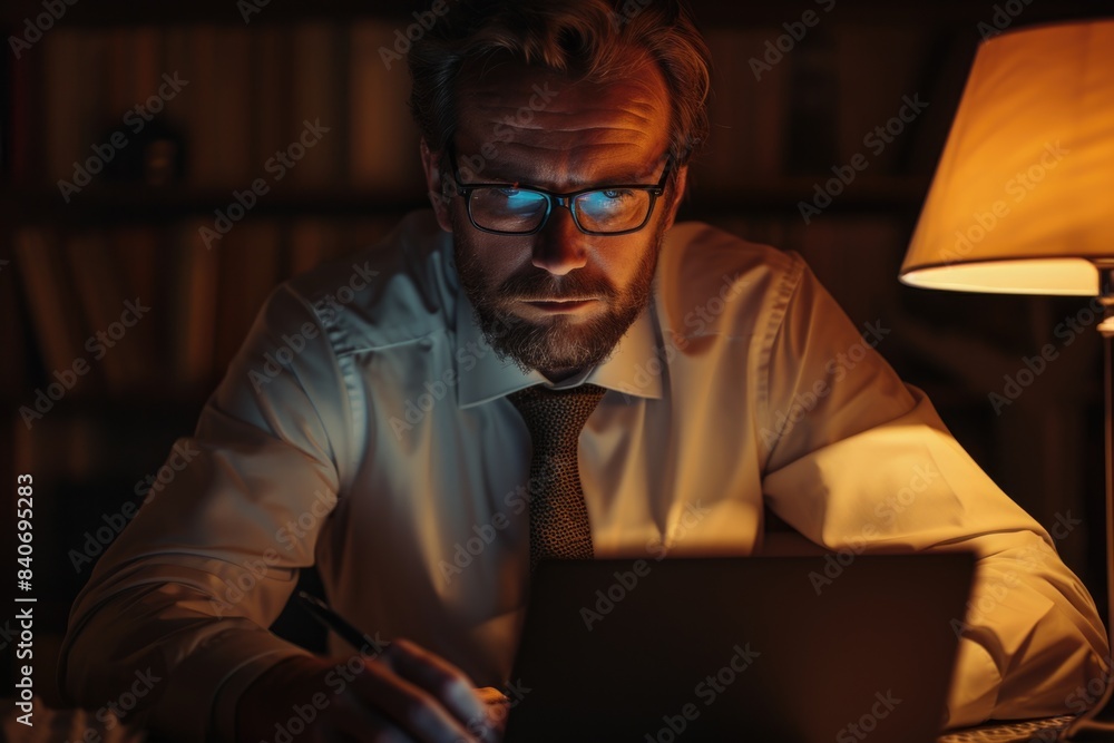 A person seated at a desk with a laptop, possibly working or studying A person seated at a desk with a laptop, possibly working or studying