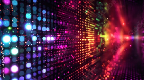 Wallpaper Mural An abstract background with a grid of glowing dots in various colors on a dark background. The dynamic and vibrant design evokes themes of data, technology, and connectivity Torontodigital.ca
