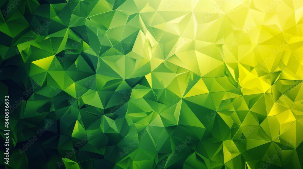 An abstract geometric background with sharp triangles and polygons in various shades of green and yellow. The shapes are layered to create depth and a sense of modernity An abstract geometric background with sharp triangles and polygons in various shades of green and yellow. The shapes are layered to create depth and a sense of modernity