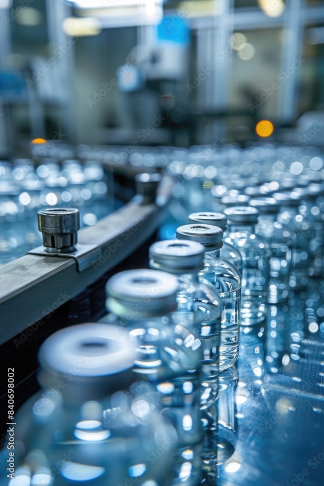 Water bottles on a conveyor belt, ready to be packaged and shipped out Water bottles on a conveyor belt, ready to be packaged and shipped out
