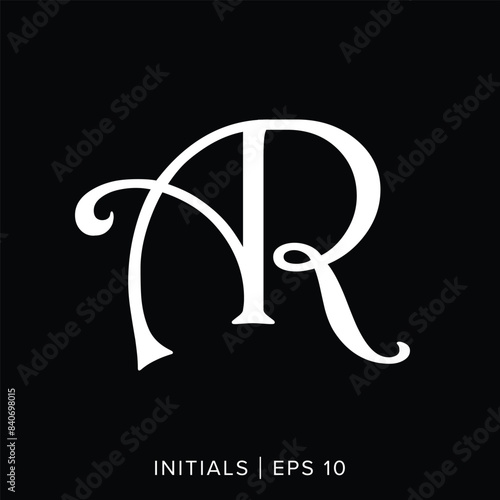 AR letter initials logo template, AR letter initials logo element, AR vector initials logo
