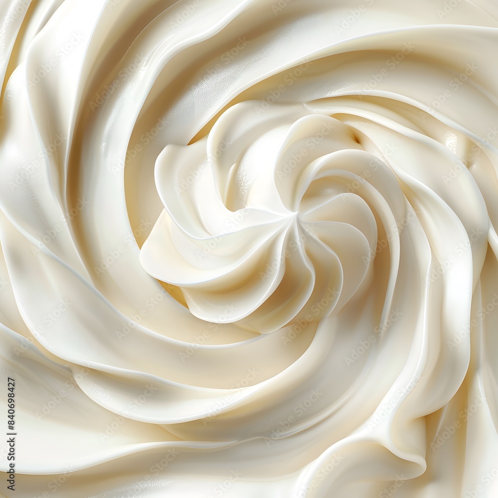 Close-up of a creamy texture in light colors, a creamy curl conveying a smooth and soft texture. Whipped cream texture. Close-up of a creamy texture in light colors, a creamy curl conveying a smooth and soft texture. Whipped cream texture.