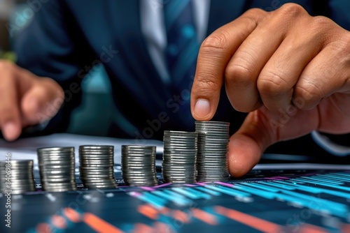A close-up shot of a person placing coins on a table, perfect for financial or money-related content
