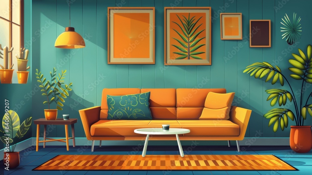 Fototapeta premium a home decor sale promotion background with furniture and decor items.
