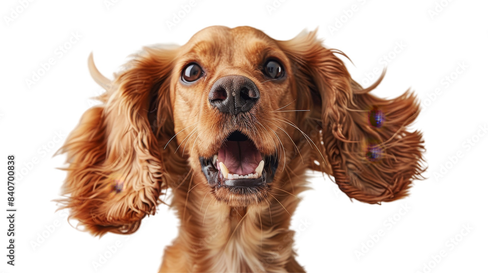 A dog with a big smile on its face transparent or white background A dog with a big smile on its face transparent or white background