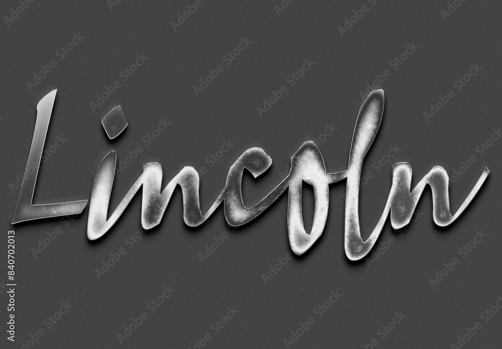 Chrome metal 3D name design of Lincoln on grey background. Chrome metal 3D name design of Lincoln on grey background.