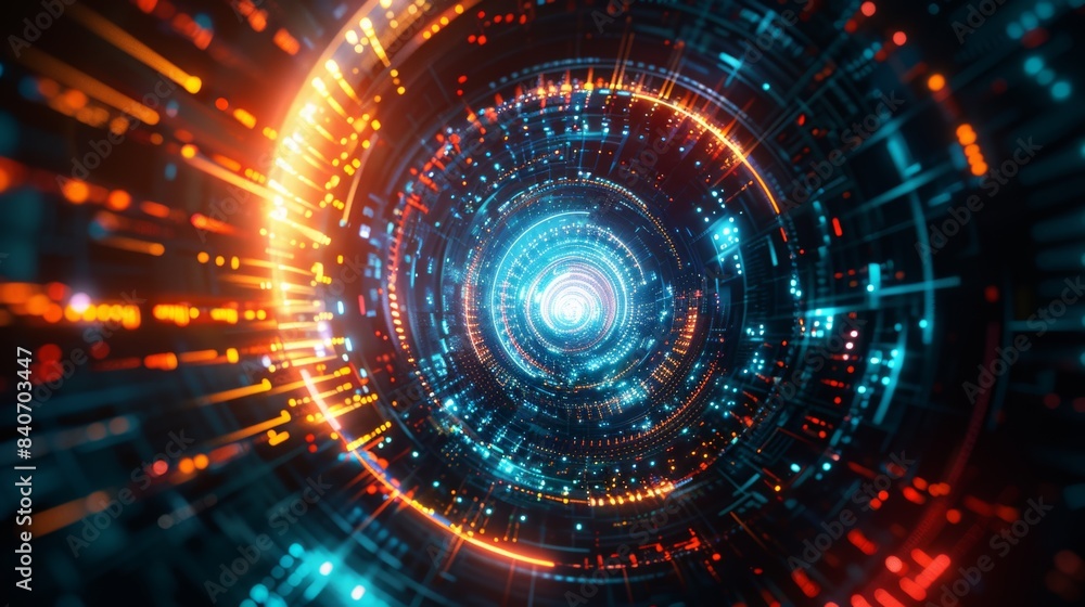 Abstract technology vortex with bright neon lights and dynamic motion, evoking the feel of advanced digital systems Abstract technology vortex with bright neon lights and dynamic motion, evoking the feel of advanced digital systems