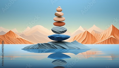 abstract composition with balancing rocks balance of body and mind