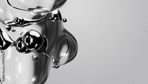 3d render motion design wallpaper animation business presentation monochrome grey white metaball gray liquid water soapy mercury bubble metasphere ball silver metal transition deformation metaverse photo