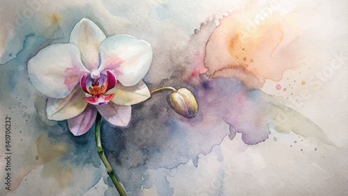 Minimalist watercolor background of orchid flowers