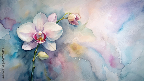 Minimalist watercolor background of orchid flowers