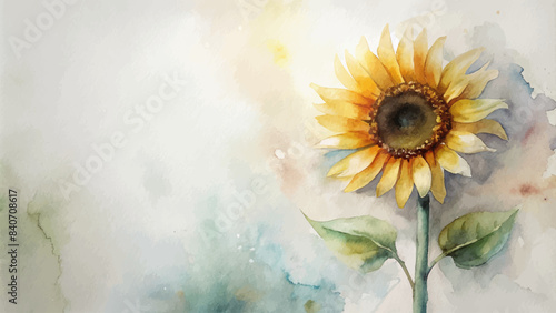 Minimalist watercolor background of sunflowers