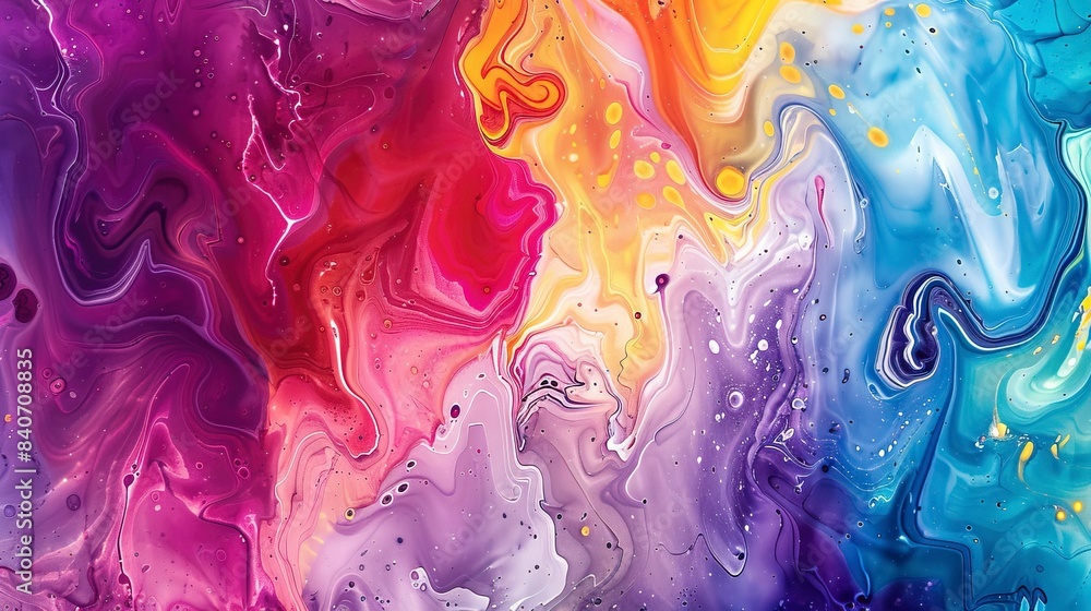 Colorful abstract painting background. Liquid marbling paint background. Fluid painting abstract texture. Intensive colorful mix of acrylic vibrant colors. Generative ai