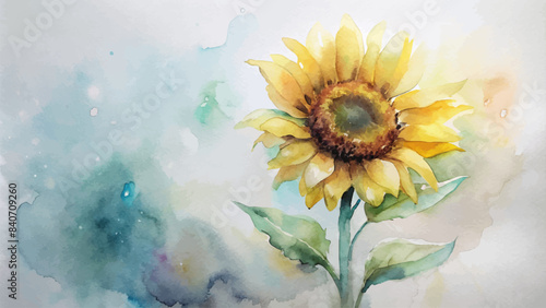Minimalist watercolor background of sunflowers