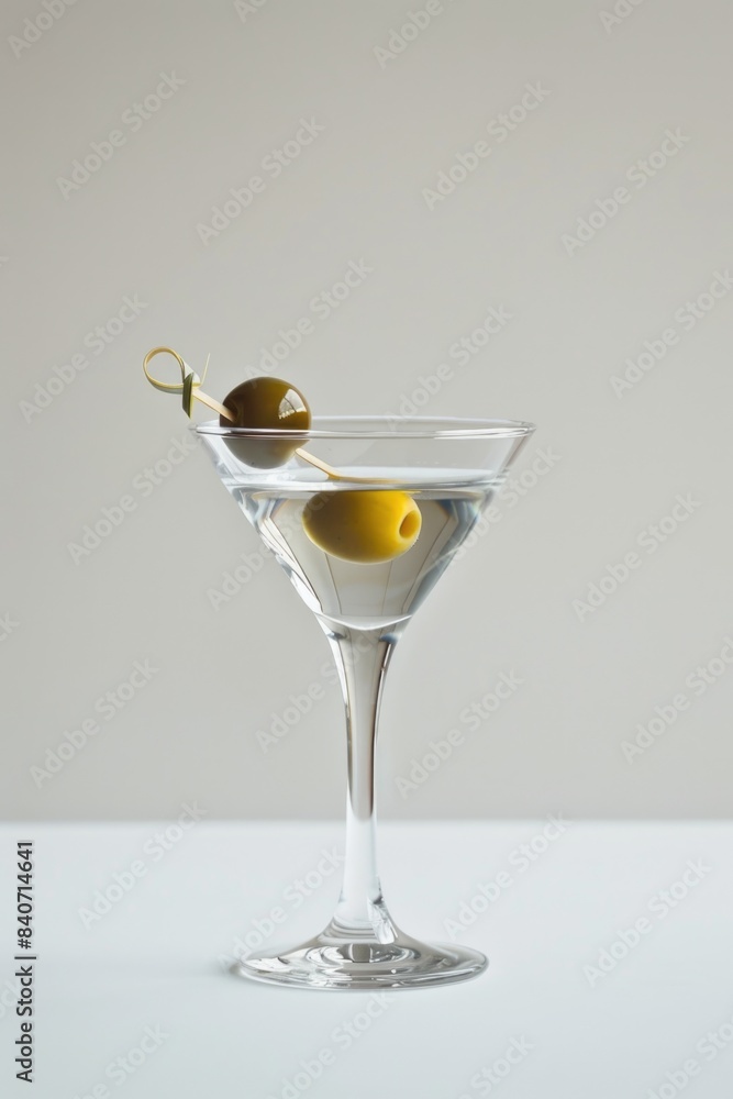 A classic cocktail glass filled with green olives, perfect for a sophisticated drink A classic cocktail glass filled with green olives, perfect for a sophisticated drink