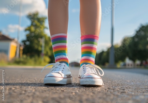 Colorful Socks and White Sneakers