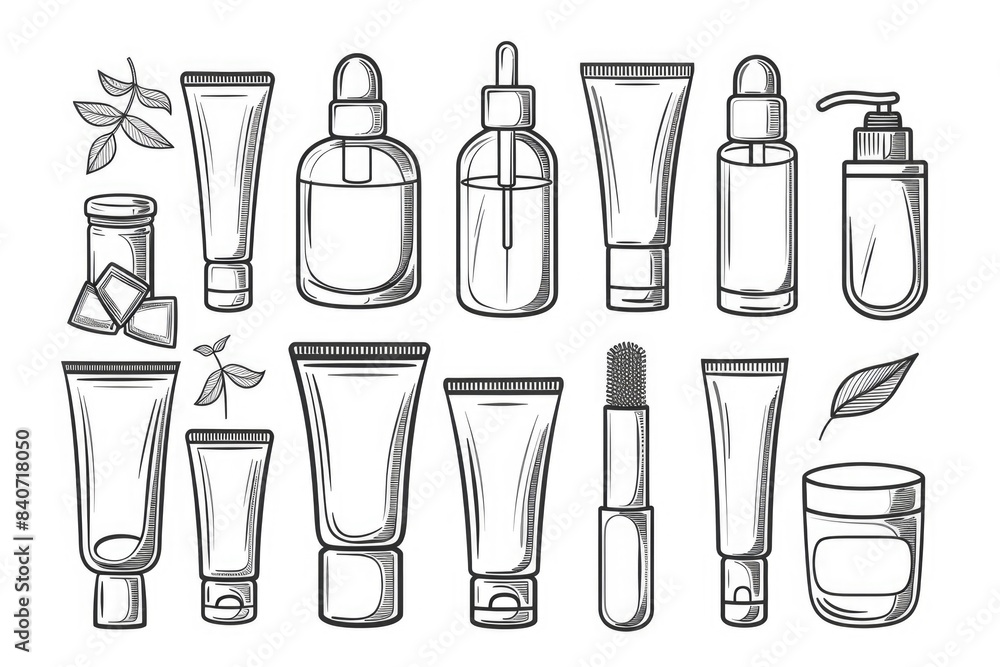 A variety of cosmetics including creams, serums, and lotions on display A variety of cosmetics including creams, serums, and lotions on display