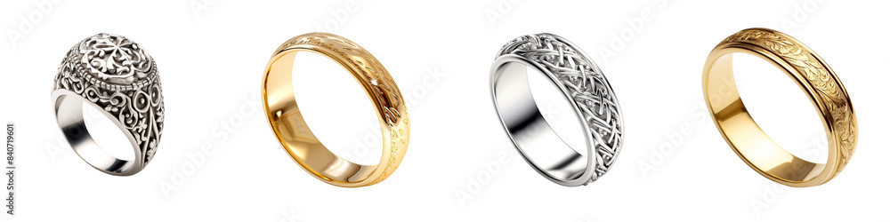 Collection of rings isolated on transparent or white background Collection of rings isolated on transparent or white background