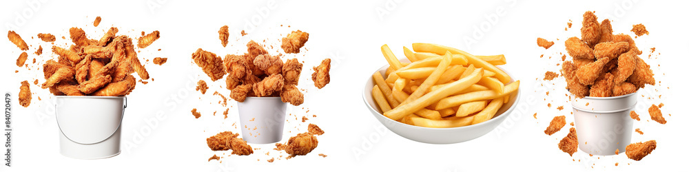 Collection of fastfoods isolated on transparent or white background Collection of fastfoods isolated on transparent or white background
