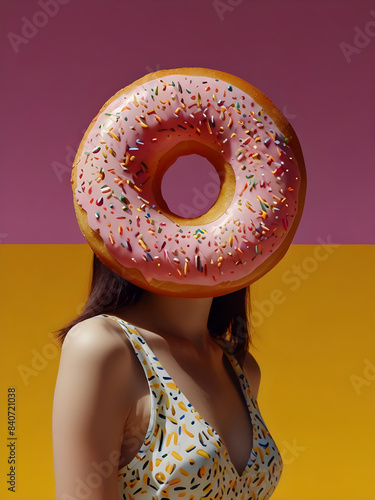 Woman with donut instead of her head