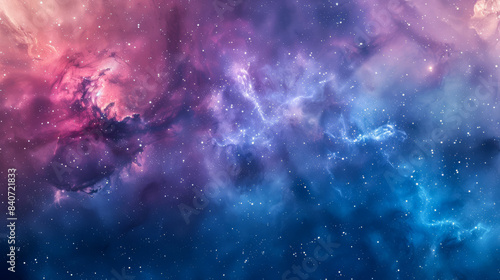 Abstract watercolor space background with vibrant blue and purple gradients  stars scattered across  a faint nebula in the center  empty space for text 