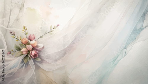 Watercolor background of flower veil