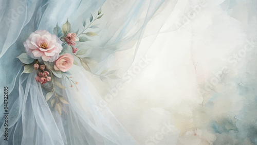 Watercolor background of flower veil