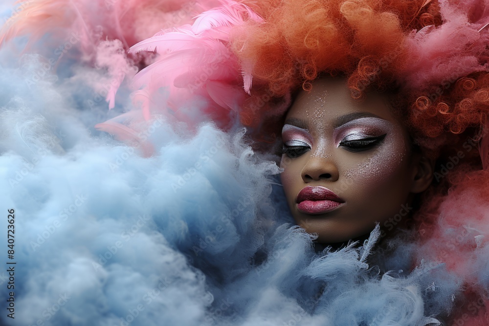 Fototapeta premium Abstract colorful smoke and feathers with a dreamy vibe in a high-resolution image