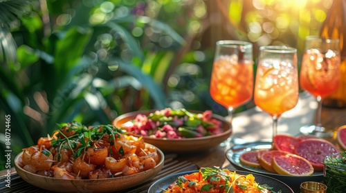 Sunny Afternoon Brunch With Iced Tea and Pastries