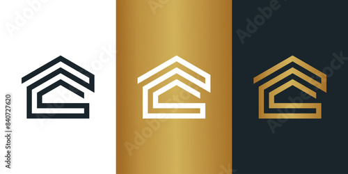 Home logo with modern line art style. Design template, home, line art, house. Premium Vector