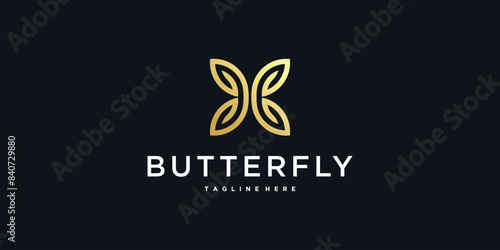 Creative abstract butterfly logo design. Premium Vector