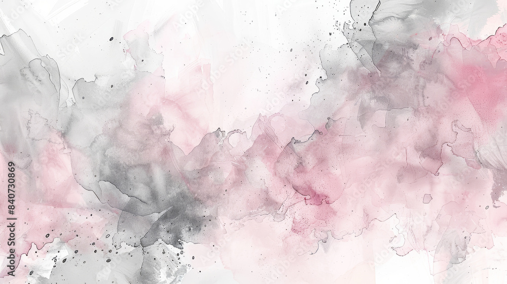 Obraz premium Subtle abstract watercolor wash in light pink and gray on a white background, isolated with soft gradients 