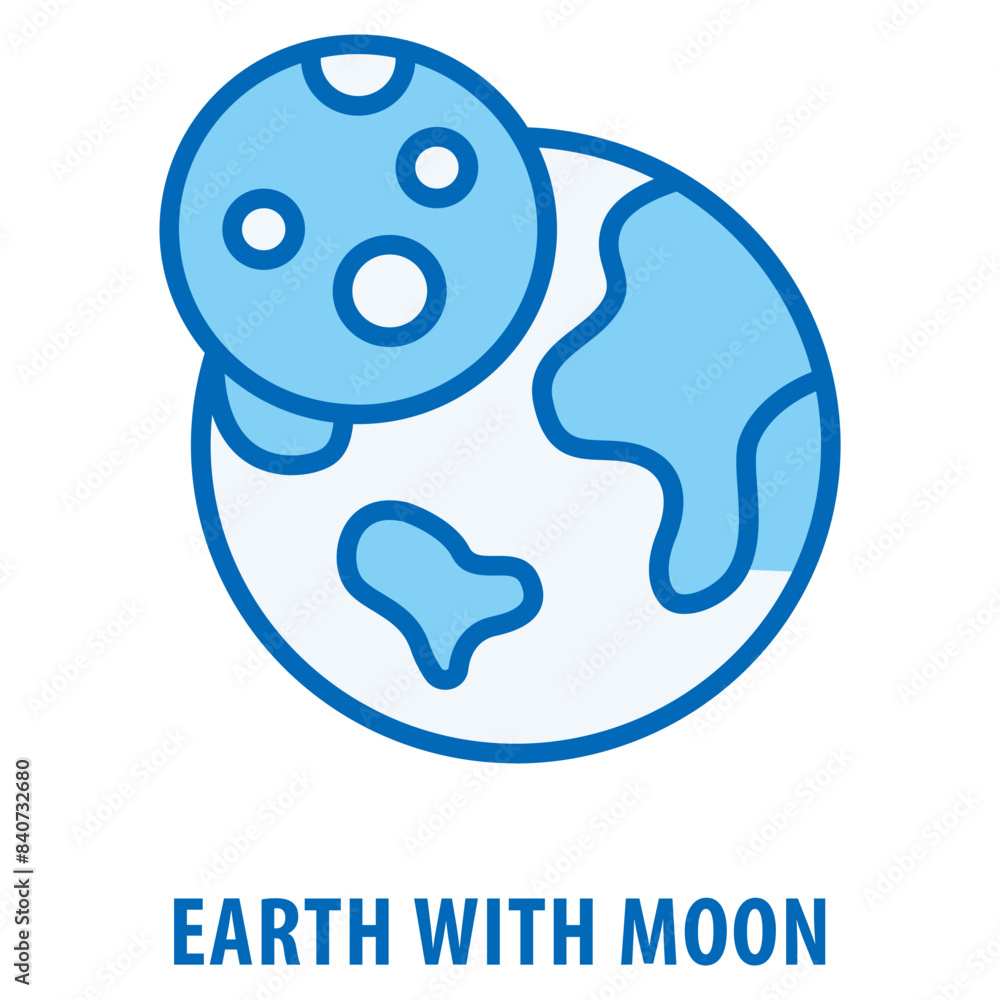Earth with Moon Icon simple and easy to edit for your design elements Earth with Moon Icon simple and easy to edit for your design elements